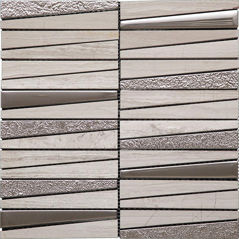 Silver and Gray Pyramid Mosaic Tile