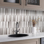 Villa Pyramids White Marble & Glass Mosaic Tile kitchen backsplash