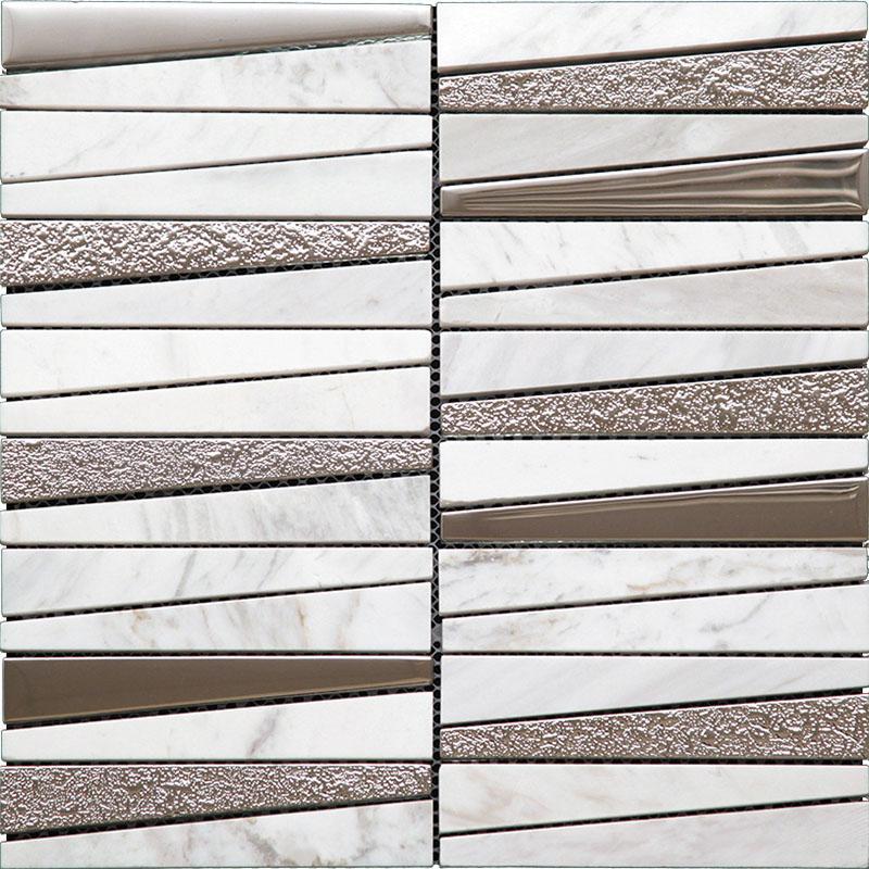 Villa Pyramids White Marble & Glass Mosaic Tile