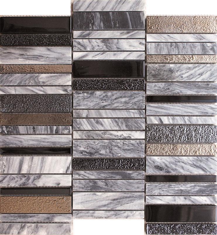 Villa Rapids Blue Glass & Marble Mosaic Tile | Tile Club |