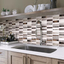 Glass  and stone stacked mosaic tile backsplash
