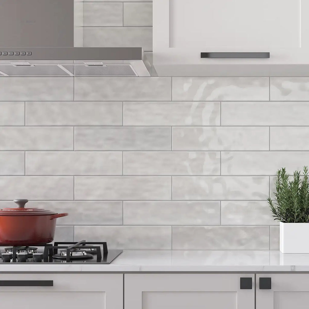 Vinton Off White Gloss Ceramic Subway Tile Sample 4"x16"