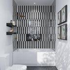 Black and White Stripe subway tile shower
