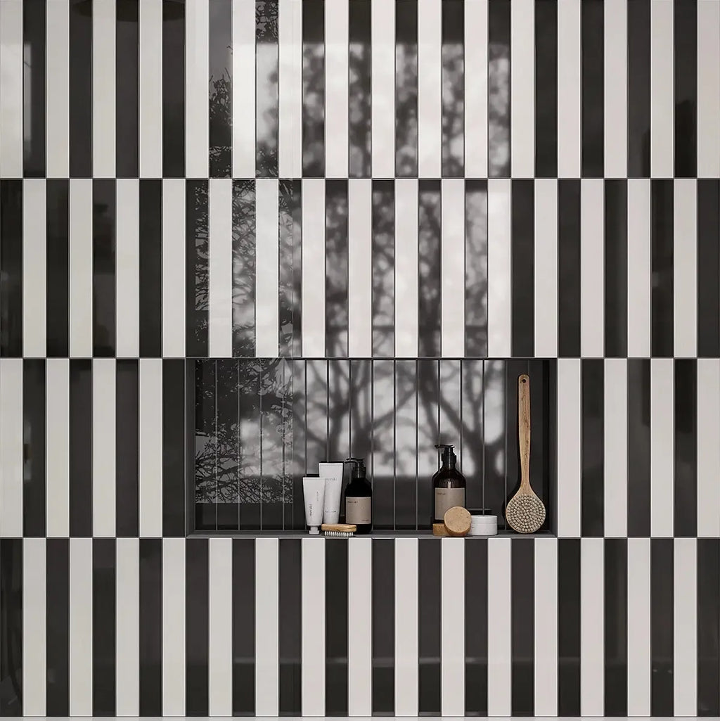 Viva Black and White 2x16 Ceramic Subway Tile