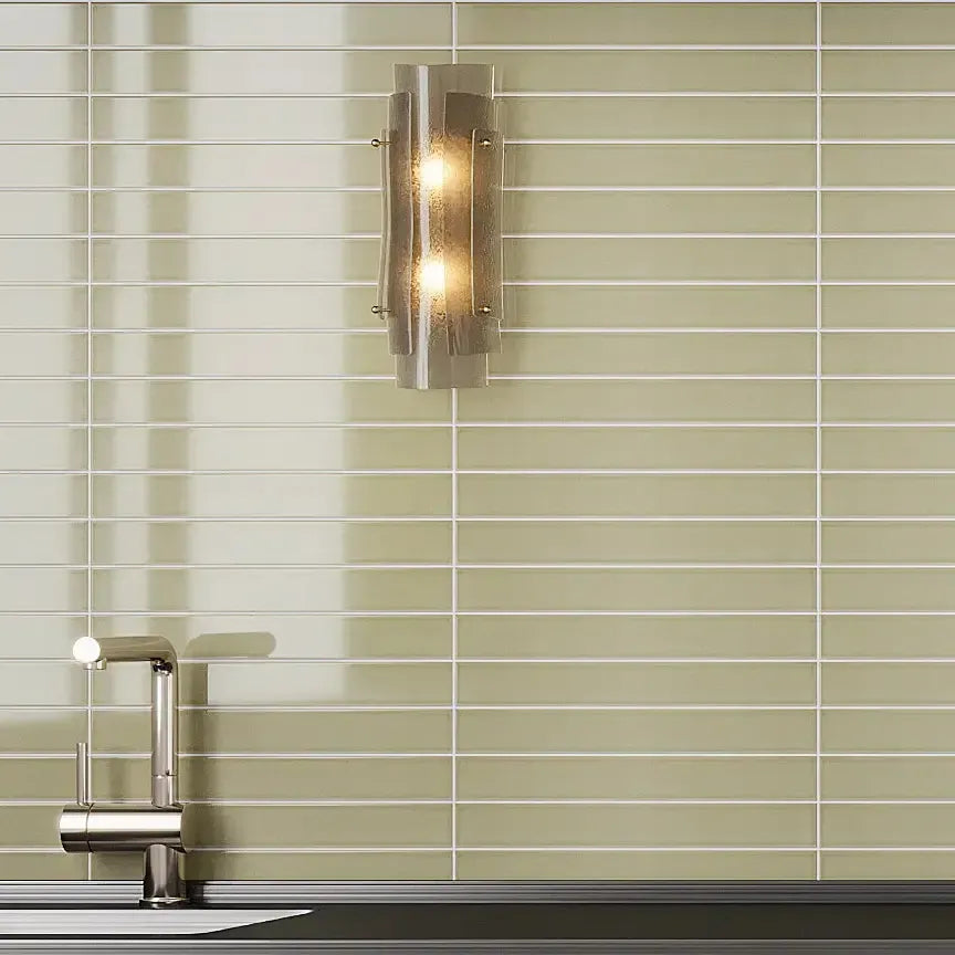 Viva Olive green ceramic subway tile kitchen backsplash