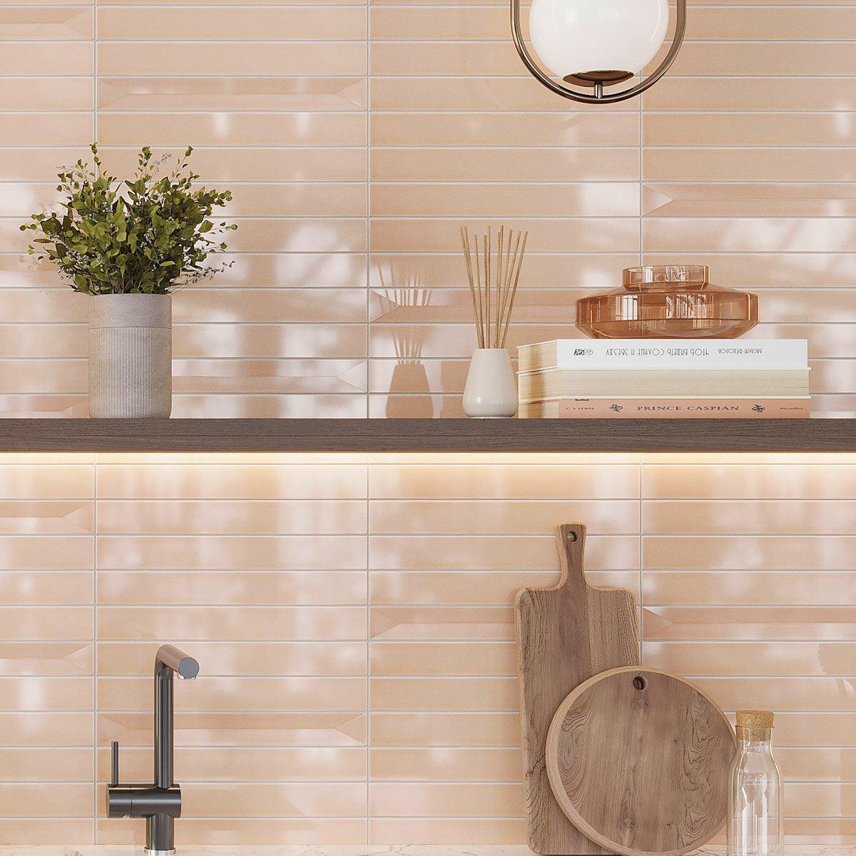 Viva Peak Pink 2x16 Ceramic Subway Tile