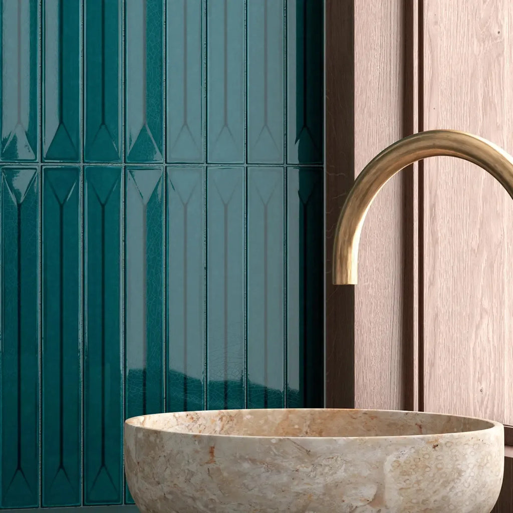Viva Peak Teal 2x16 Ceramic Subway Tile