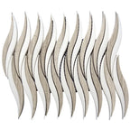 8.3" x 12.2" Waves Wooden Beige & Thassos Marble Mosaic Tile | Mosaic Waves Pattern