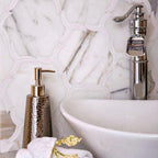 Wavy Hex Calacatta Gold & Thassos Mosaic Tile
