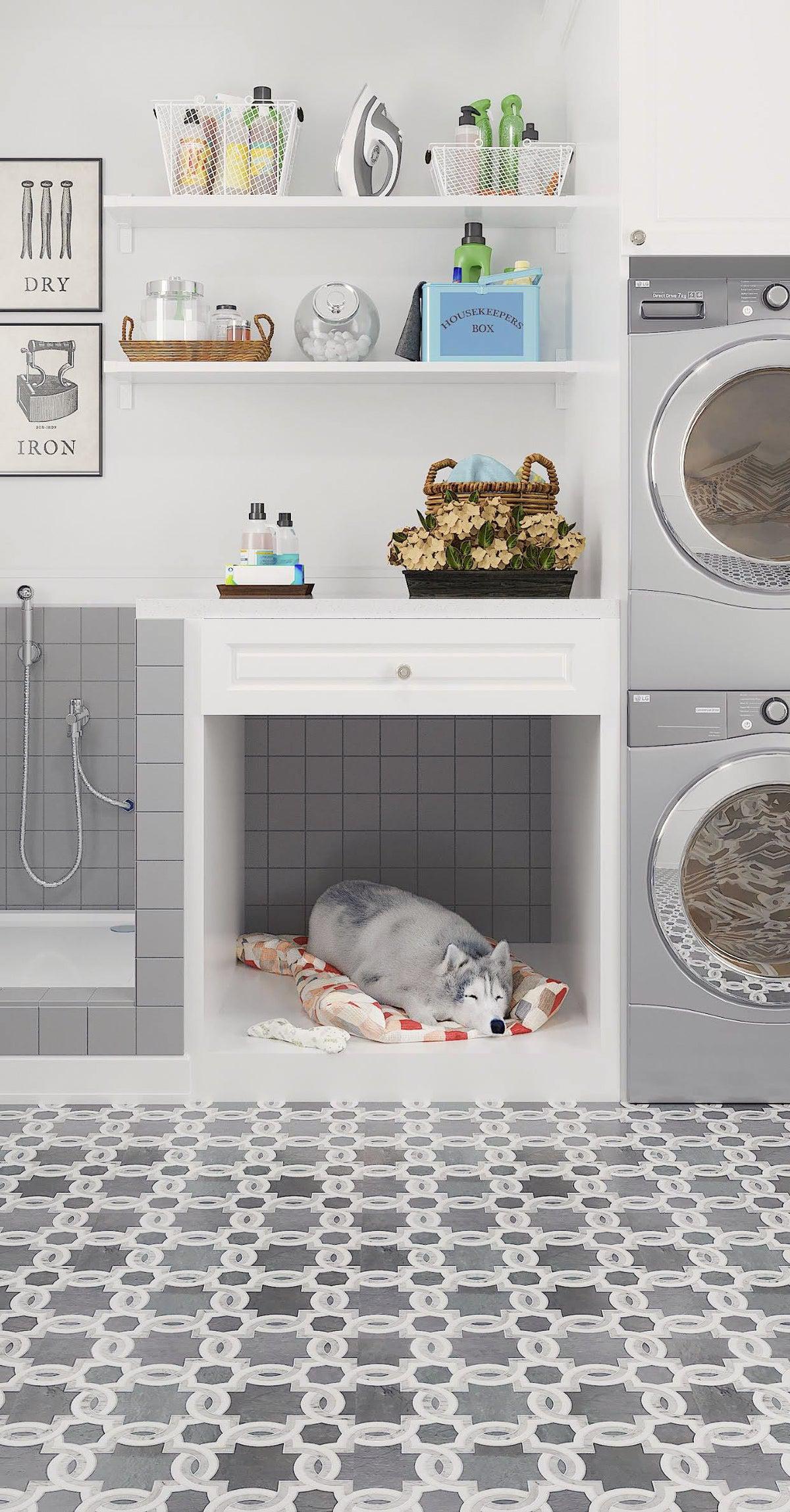 Weaving Flower Carrara & Thassos Marble Mosaic Tile | Tile Club