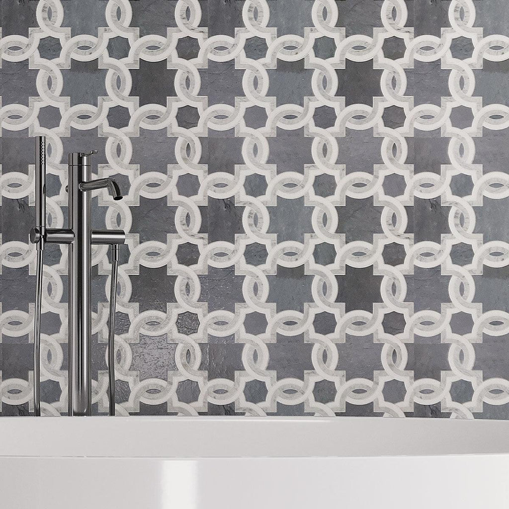 Weaving Flower Carrara & Thassos Marble Mosaic Tile | Tile Club