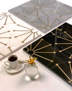 Wheel Deco Black Marble and Brass Inlay Mosaic Tile | Tile Club