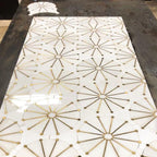 Wheel Deco White Marble and Brass Inlay Mosaic Tile | Tile Club