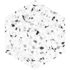 White and Black Terrazzo Hex Porcelain Tile
