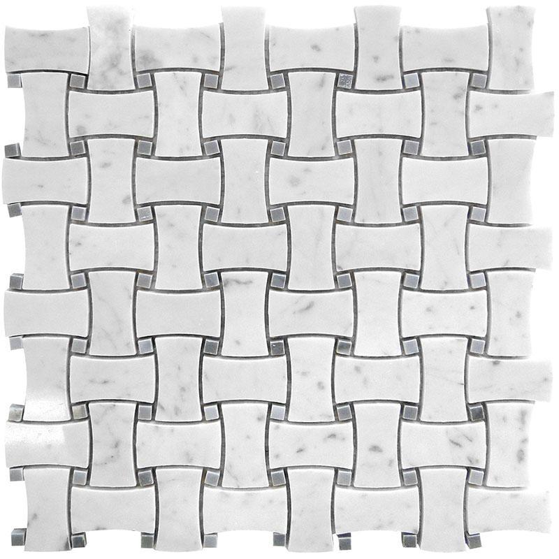 Carrara Marble Basketweave Mosaic Tile
