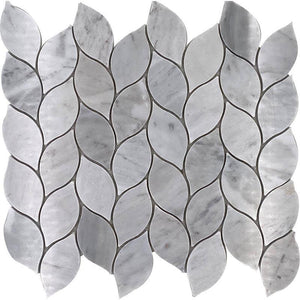 White Carrara Leaves Mosaic Tiles Sample
