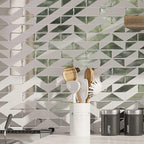 White Deco Brick Glass Mosaic Tile backsplash