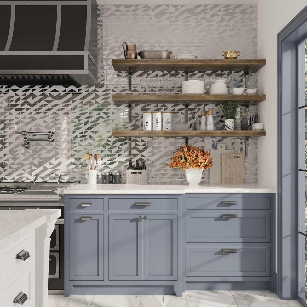 White Deco Brick Glass Mosaic Tile | Tile Club