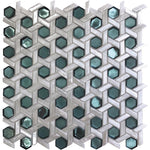 White Emerald Weaved Hexagon Glass Mosaic Tile Sample