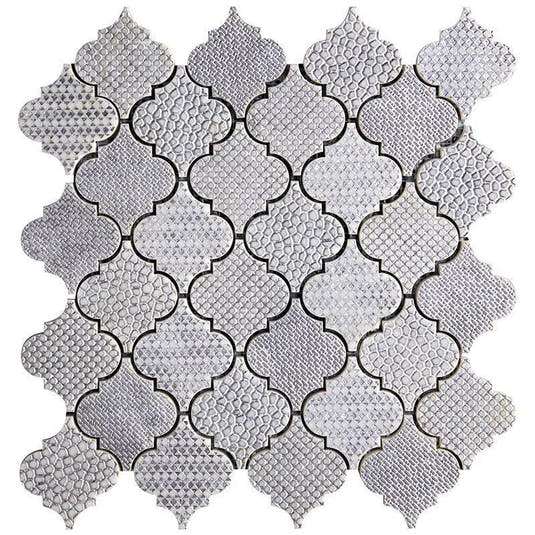 White Etched Arabesque Mosaic Tile