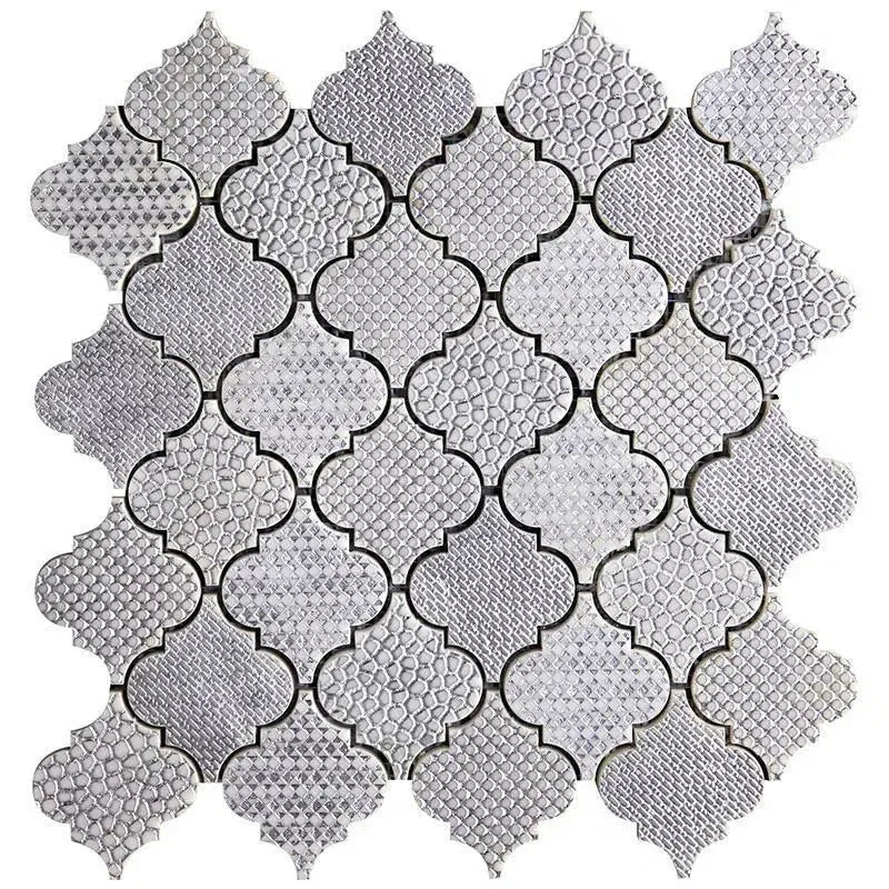 White Etched Arabesque Mosaic Tile