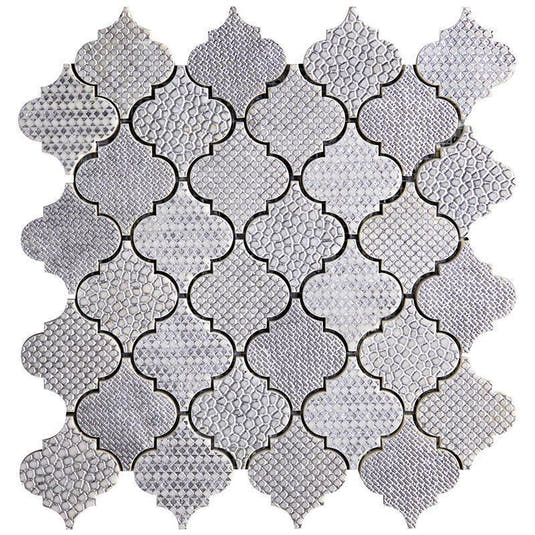 White Etched Arabesque Mosaic Tile