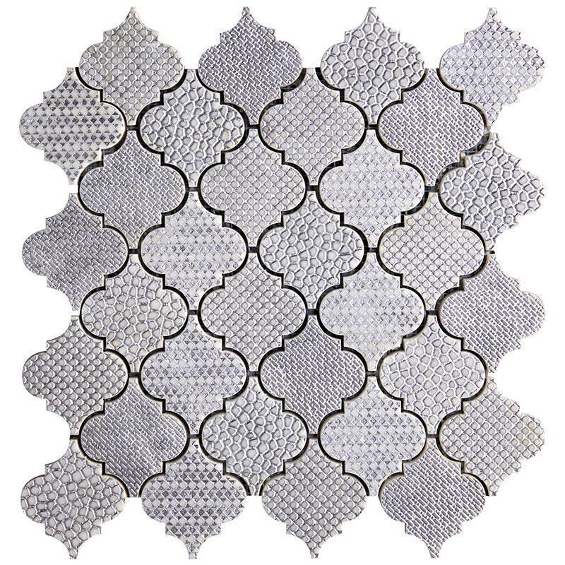 White Etched Arabesque Mosaic Tile