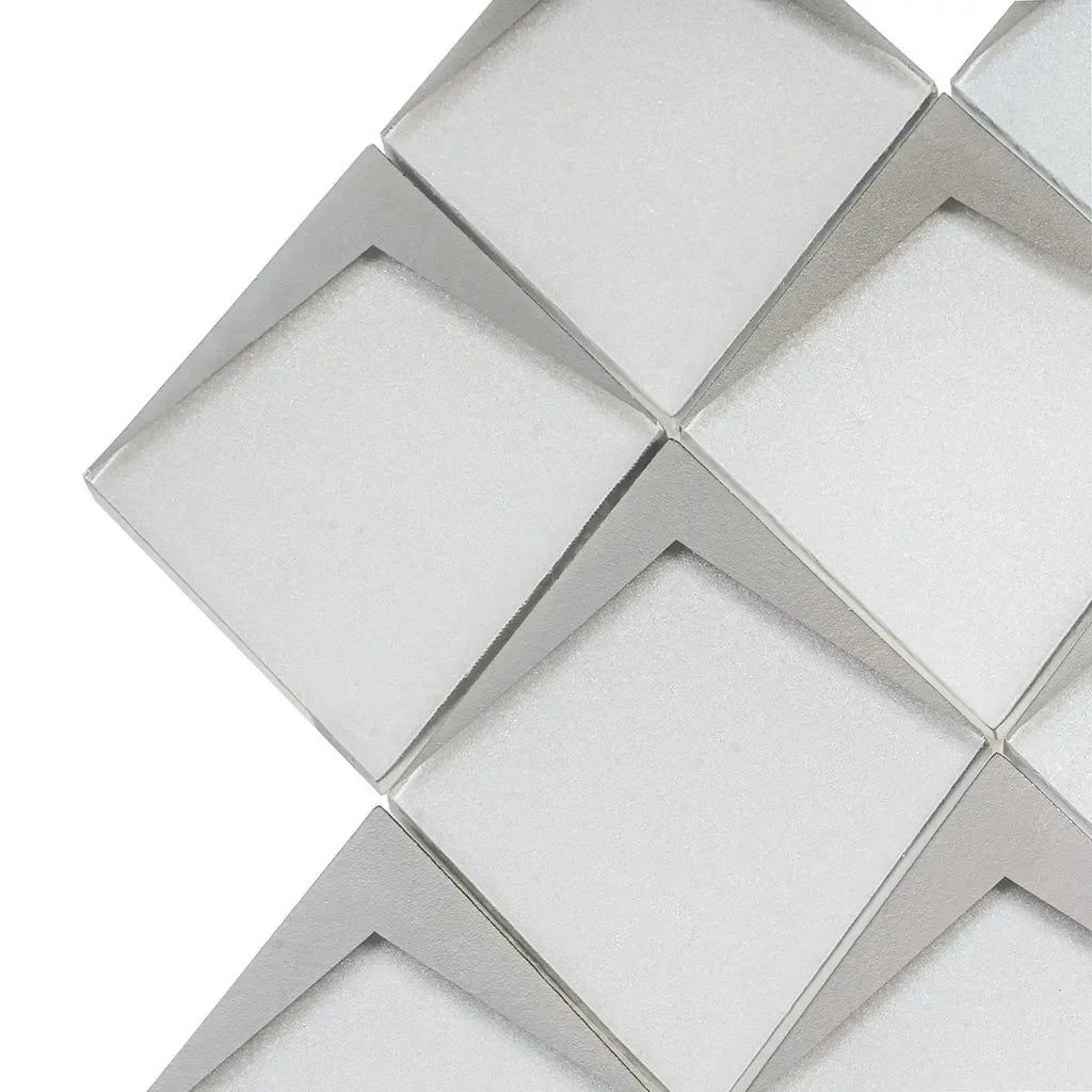 White Frost Diamond Glass Mosaic Tile | Tile Club