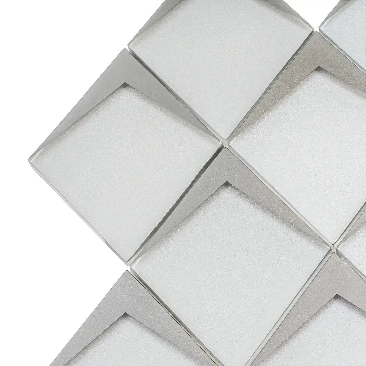 White Frost Diamond Glass Mosaic Tile | Tile Club