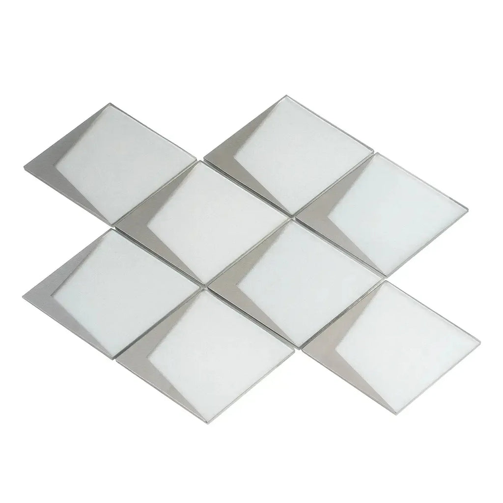 White Frost Diamond Glass Mosaic Tile | Tile Club