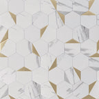 White and Gold Hexagon Peel and Stick Tile | Tile Club