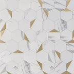 White and Gold Hexagon Peel and Stick Tile | Tile Club