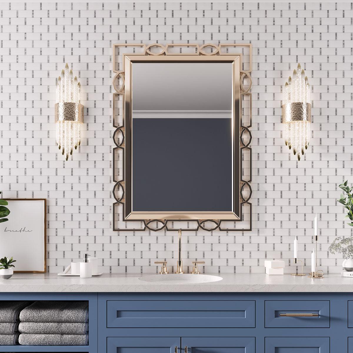 White Marble Subway Mosaic Tile With Carrara Dots | Tile Club