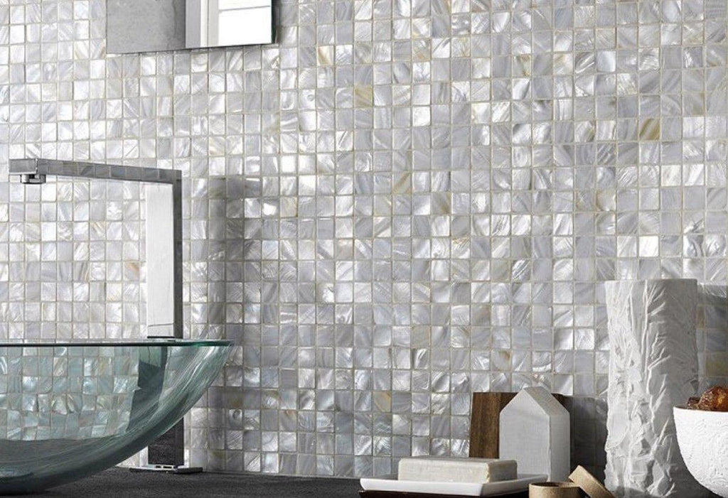 White Mother Of Pearl 1" Square Mosaic Tile