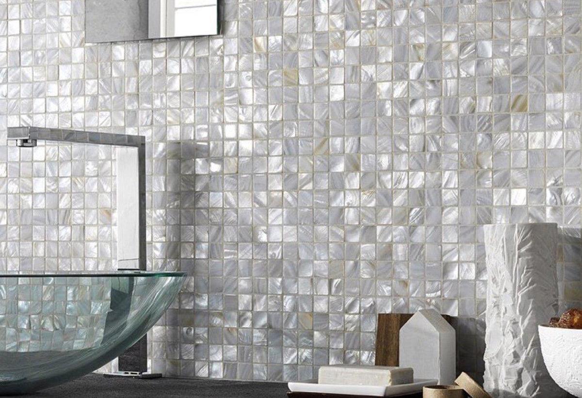 White Mother Of Pearl 1" Square Mosaic Tile