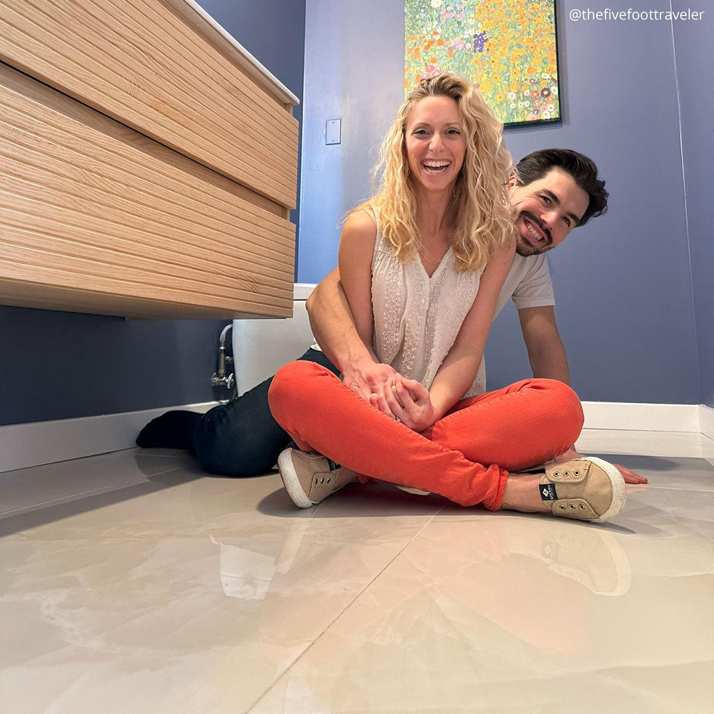 Emporio White Onyx Large-Format Porcelain Tile 24x48 | Tile Club