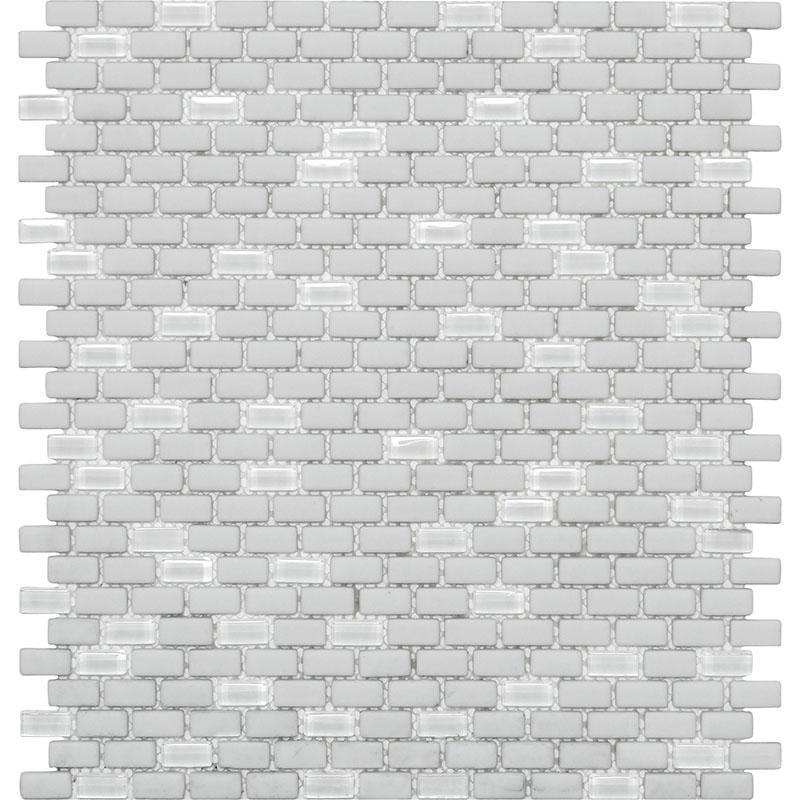 White Recycled Glass Brick Mosaic Tile Sample