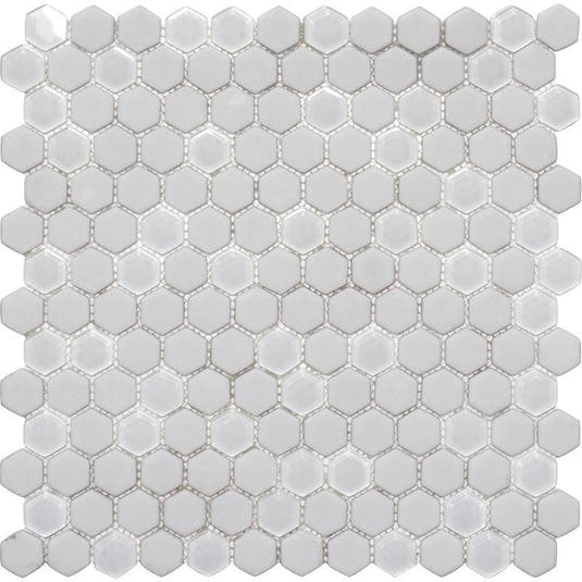 White Recycled Glass Hexagon Mosaic Tile | Tile Club | Position1