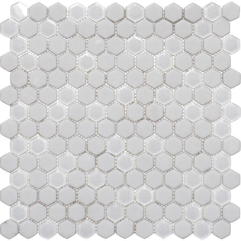 White Recycled Glass Hexagon Mosaic Tile | Tile Club | Position1