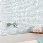 White Sand Mixed Squares Glass Squares Pool Tile | Tile Club