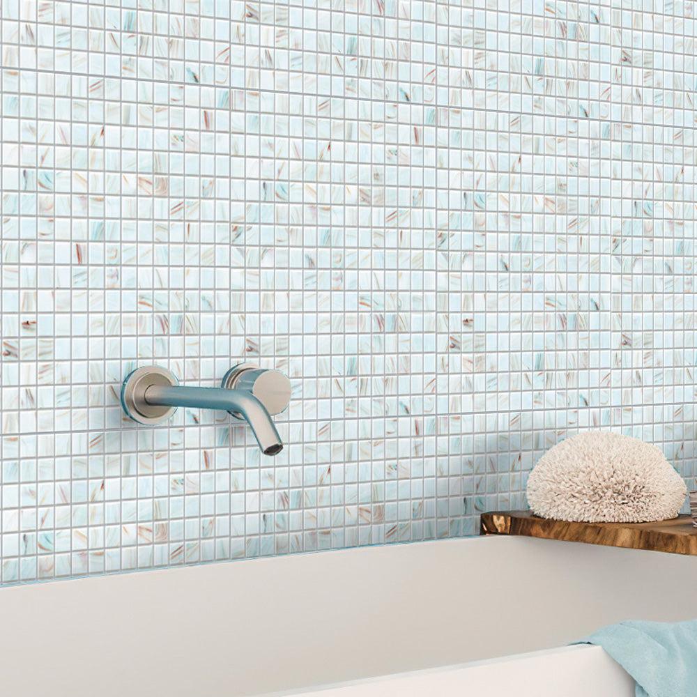 White Sand Mixed Squares Glass Squares Pool Tile | Tile Club