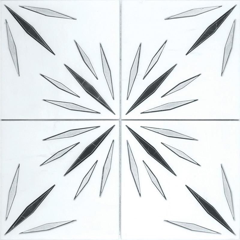 White Sparkle Waterjet Marble Mosaic Tile | Tile Club | 12" x 12"