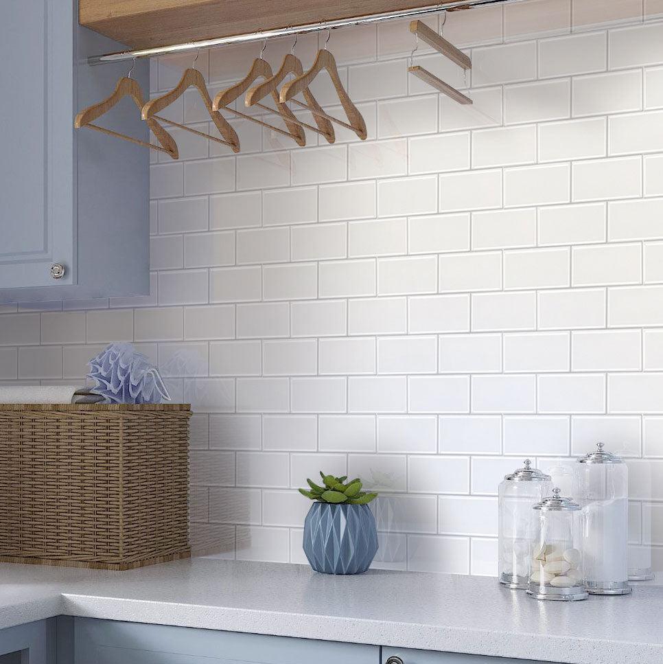 Laundry Room Makeover with DIY Vinyl Peel and Stick Subway Tile