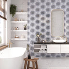 Wildflower Petals Blue Glass Mosaic Tile