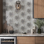 Wildflower Petals Gray Glass Mosaic Tile