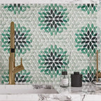 Wildflower Petals Green Glass Mosaic Tile Sample