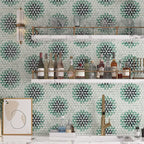 Wildflower Petals Green Glass Mosaic Tile Sample