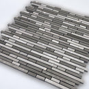 Wooden Beige and Athens Grey stick marble mosaic tile | Tile Club