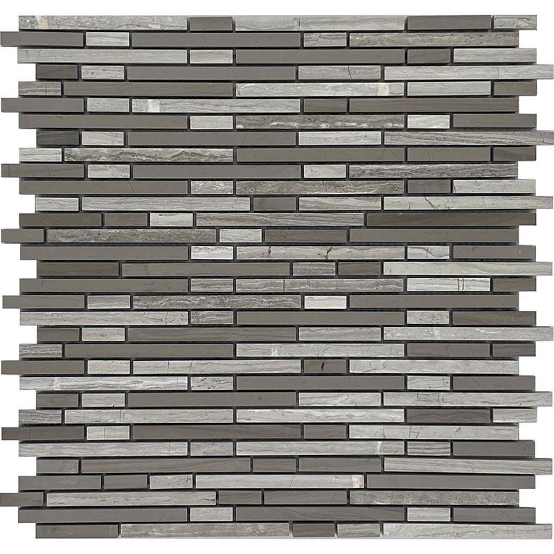 Wooden Beige and Athens Grey stick marble mosaic tile