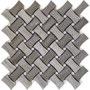 TileClub| Wooden Beige Curved Basket Weave Marble Mosaic Tile